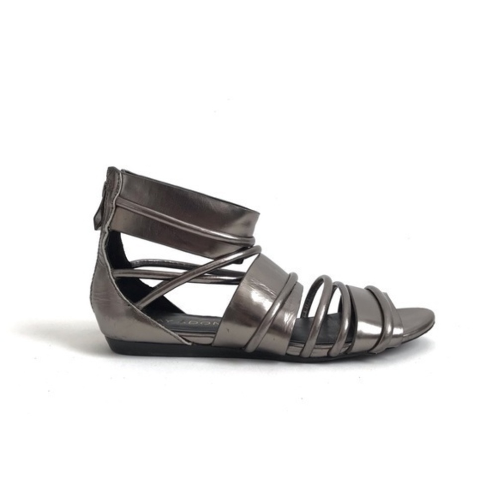 Jay Adoni Silver Pewter Leather Karissa Gladiator Sandals size 6